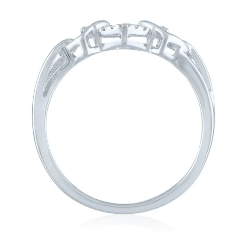 Triple Heart Ring With Diamond Accent In Sterling Silver