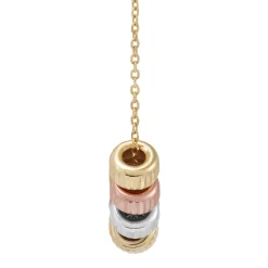 Tri-Tone Bead Necklace In 14K Yellow, White And Rose Gold