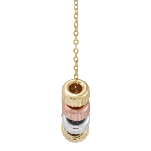 Tri-Tone Bead Necklace In 14K Yellow, White And Rose Gold