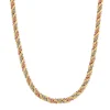 Tri-Tone Twisted Rope Chain In 10K White, Rose And Yellow Gold