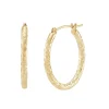 Tube Hoop Earrings With Diamond Cut In 14K Yellow Gold
