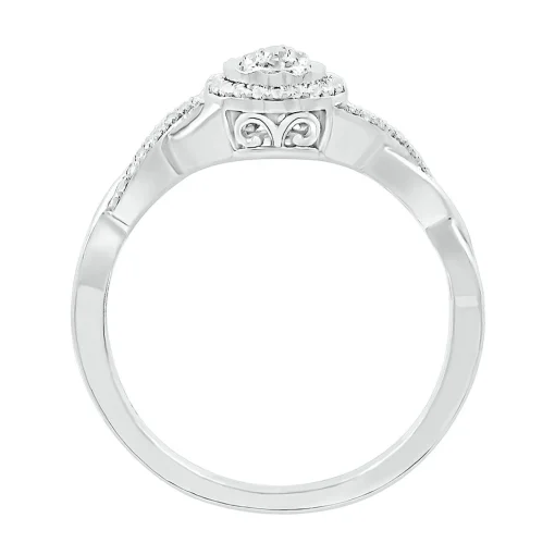 Twist Band Promise Ring With Diamond Halo In Sterling Silver (1/8 Ct. Tw.)