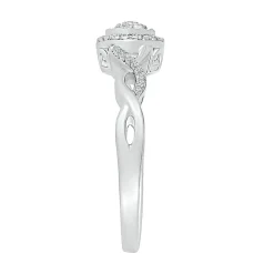 Twist Band Promise Ring With Diamond Halo In Sterling Silver (1/8 Ct. Tw.)