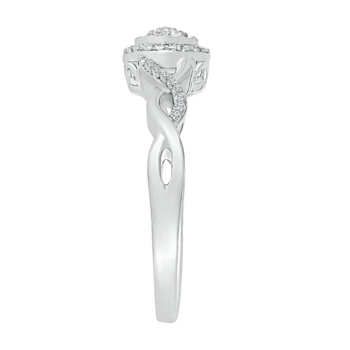 Twist Band Promise Ring With Diamond Halo In Sterling Silver (1/8 Ct. Tw.)