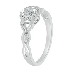 Twist Band Promise Ring With Diamond Halo In Sterling Silver (1/8 Ct. Tw.)