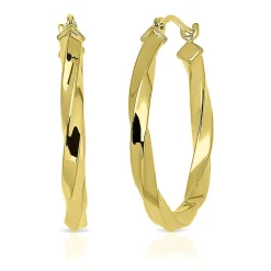 Twist Hoop Earrings In 14K Yellow Gold