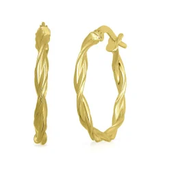 Twist Hoop Earrings In 14K Yellow Gold