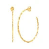 Twisted Hoop Earrings With Open Back In 14K Yellow Gold