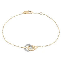Two-Tone Diamond Linked Circle Bracelet In 14K White And Yellow Gold (1/10 Ct. Tw.)