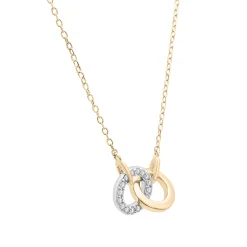 Two-Tone Diamond Linked Circle Necklace In 14K White And Yellow Gold (1/10 Ct. Tw.)