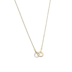 Two-Tone Linked Circle Necklace In Vermeil