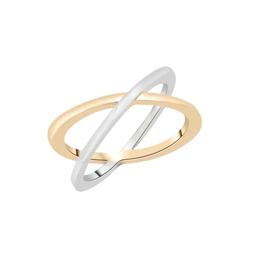 Two-Tone 'X' Ring In Vermeil