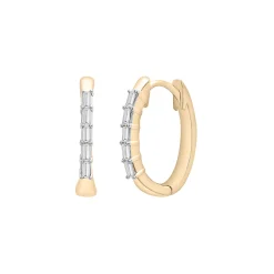 Vertical Diamond Baguette Hoop Earrings In 14K Yellow Gold (1/7 Ct. Tw.)