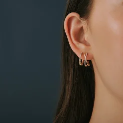 Vertical Diamond Baguette Hoop Earrings In 14K Yellow Gold (1/7 Ct. Tw.)