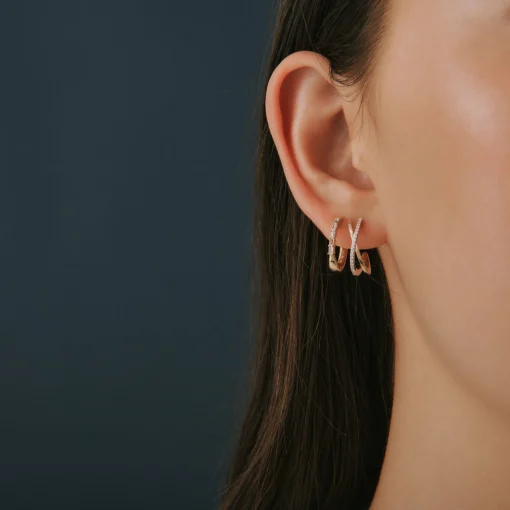 Vertical Diamond Baguette Hoop Earrings In 14K Yellow Gold (1/7 Ct. Tw.)
