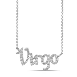 Virgo Lab Created White Sapphire Necklace In Sterling Silver