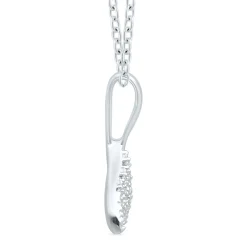 Whale Tail Pendant With Diamond Accents In Sterling Silver