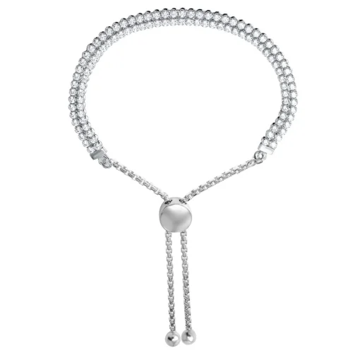White Sapphire Bolo Bracelet In Sterling Silver
