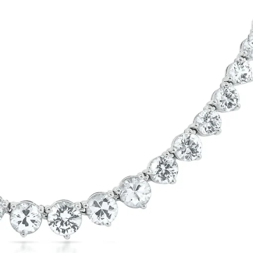 White Sapphire Necklace In Sterling Silver