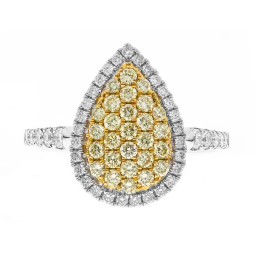 Yellow Diamond Pear-Shaped Ring In 14K White Gold (7/8 Ct. Tw.)